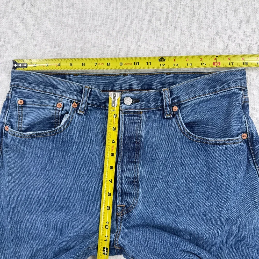 Levis 501 Original Fit Mens 38x28 Blue Denim Straight Leg Button Fly Jeans